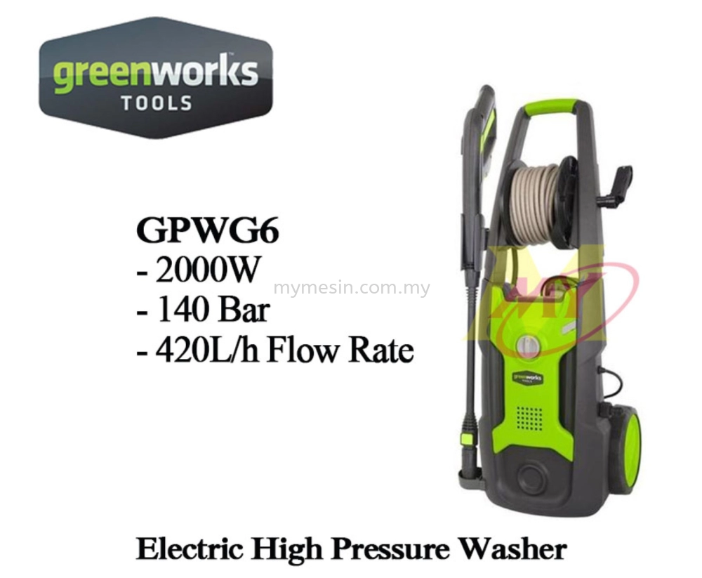 Pressure Washer 140 Bar 1800W Flow Rate 420 L/H, Turbo Nozzle Auto