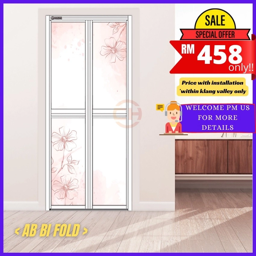 ART FIBRE AB BI FOLD TOILET DOOR, ALUMINIUM DOOR, FOLDING DOOR (WITH INSTALLATION)