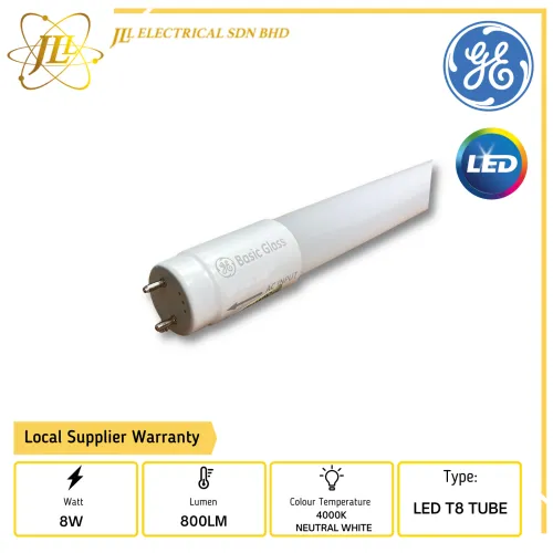 GE 43442MY 8W 800LM 220-240V 840 4000K NEUTRAL WHITE 2 FEET LED T8 TUBE