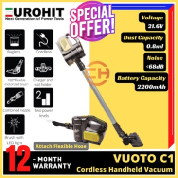  EUROHIT CORDLESS HANDHELD PORTABLE VACUUM CLEANER VUOTO C1 / CVAC-1