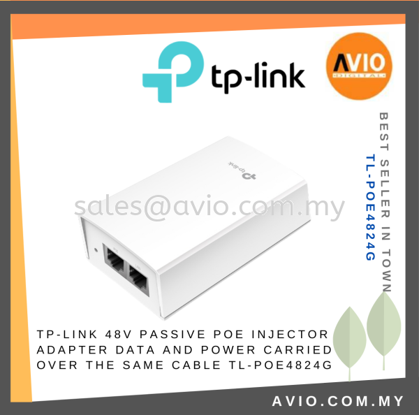 TP-LINK Tplink 48V 24W Passive PoE Injector Adapter RJ45 LAN Gigabit Plug and Play White POE4824G TL-POE4824G POE ACCESSORY TP-LINK Johor Bahru (JB), Kempas, Johor Jaya Supplier, Suppliers, Supply, Supplies | Avio Digital