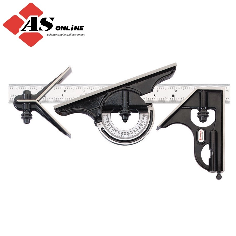 STARRETT 12" Combination Set with Square, Center and Reversible Protractor Head and Blade / Model: 434-12-16R