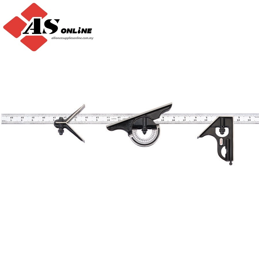 STARRETT 600mm and 23-1/2" Combination Set with Square, Center and Reversible Protractor Head and Blade / Model: C434ME-600 