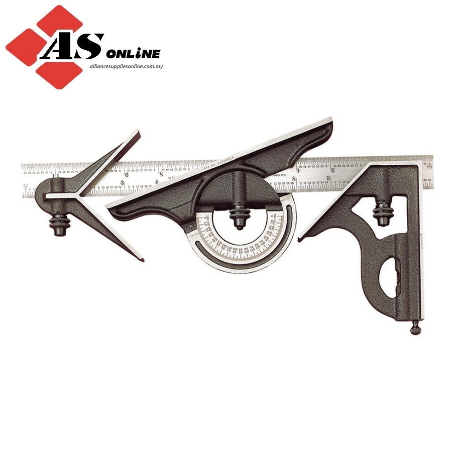 STARRETT 12" Combination Set with Square, Center and Reversible Protractor Head and Blade / Model: 435-12-4R