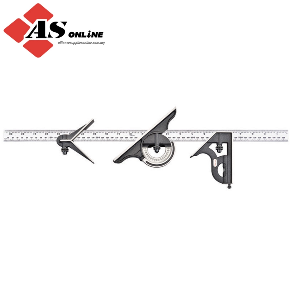 STARRETT 600mm and 23-1/2" Combination Set with Square, Center and Reversible Protractor Head and Blade / Model: 435ME-600