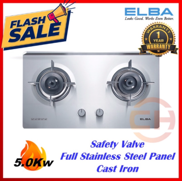 ELBA EBH-M8962(SS) 2 BURNER BUILT IN HOB / GAS STOVES / STAINLESS STEEL STOVE w Safety Valve / 8962