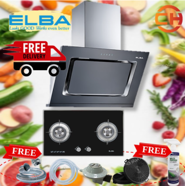 ELBA ITALY 1400m3 DESIGNER HOOD EH-E9122ST(BK) COOKER HOOD CHIMNEY HOOD + 5kW GLASS STOVE EGH-G8522G(BK)