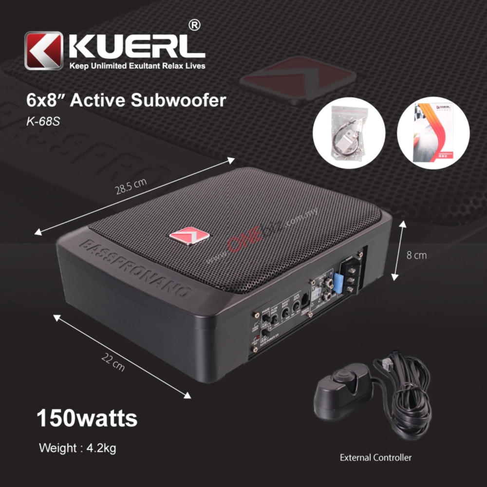 KUERL 6x8 inch Active Subwoofer 600Watt Max K-68S