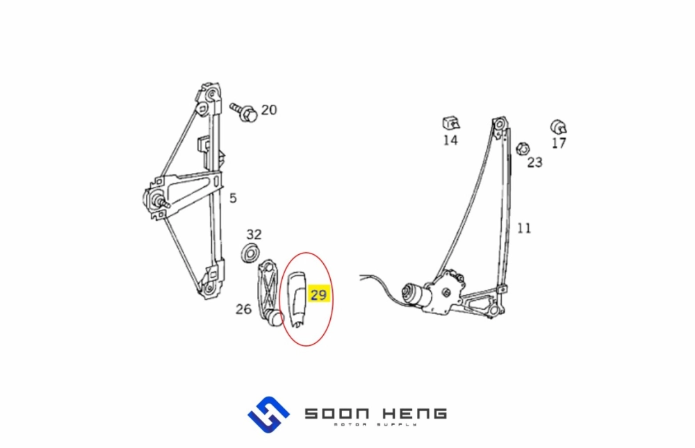 Mercedes-Benz W123, C123, S123, W124, C124, S124, W126, W201 and C107 UC - Window Regulator Crank Pad (Blue Color)(Original MB)