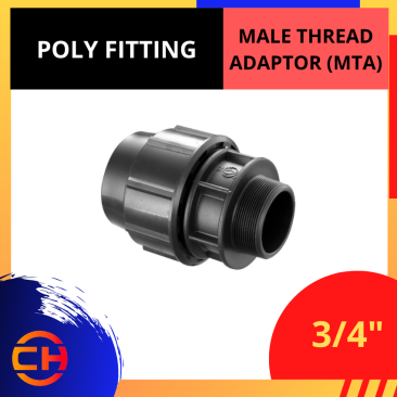 POLY FITTING MALE THREAD ADAPTER (MTA) 3/4