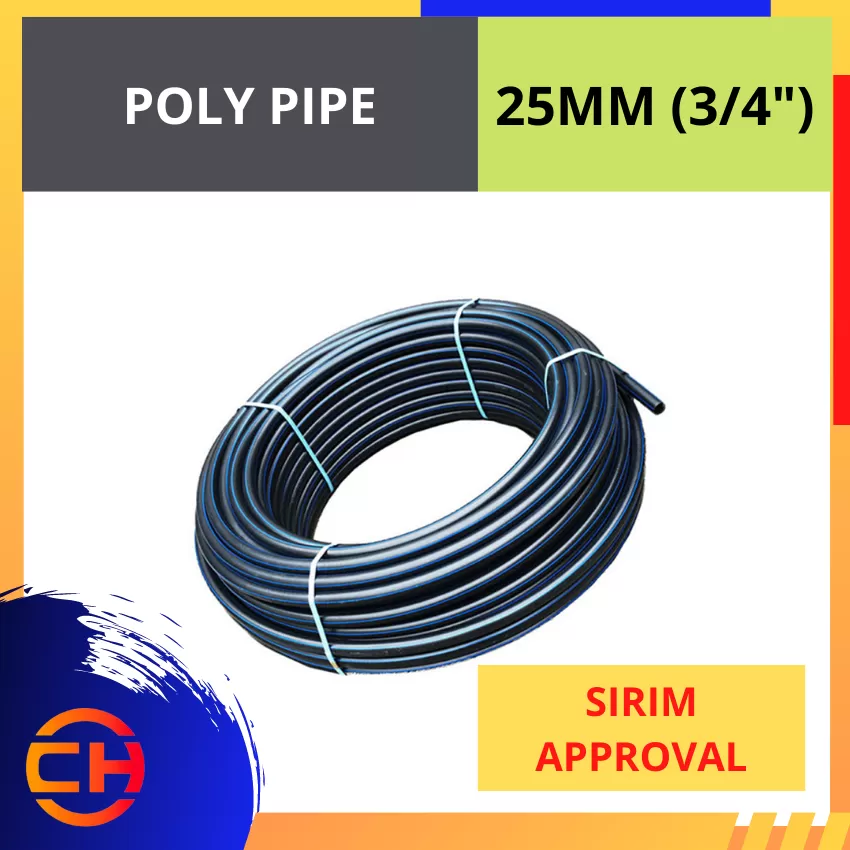 100M HIGH QUALITY HDPE POLY PP BLACK IRRIGATION POLY PIPE 25MM SIRIM PE100 x 100 MM / POLYPIPE ROLL 3/4" 25 MM x PN12.5 NON SIRIM