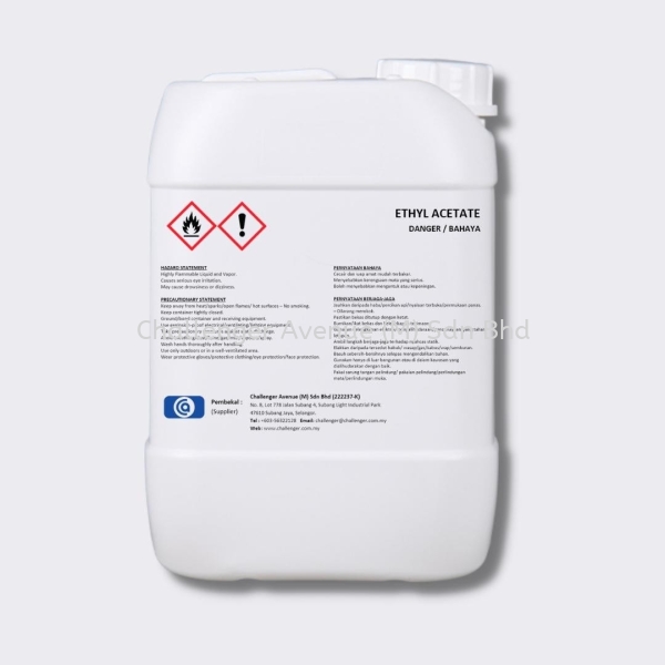 Ethyl Acetate (EA) Industrial Solvents Industrial Chemicals Chemicals Selangor, Malaysia, Kuala Lumpur (KL), Subang Jaya Supplier, Suppliers, Supply, Supplies | Challenger Avenue (M) Sdn Bhd