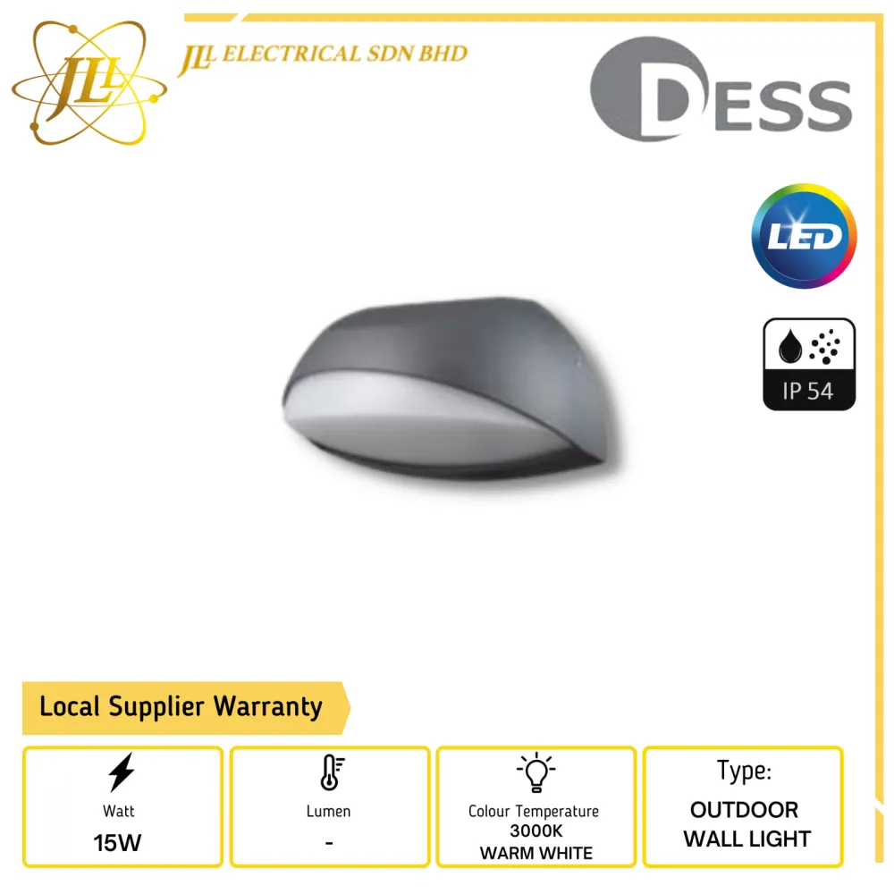 DESS GLESP-GL14106 15W 100-240VAC IP54 3000K WARM WHITE LED OUTDOOR WALL LIGHT 