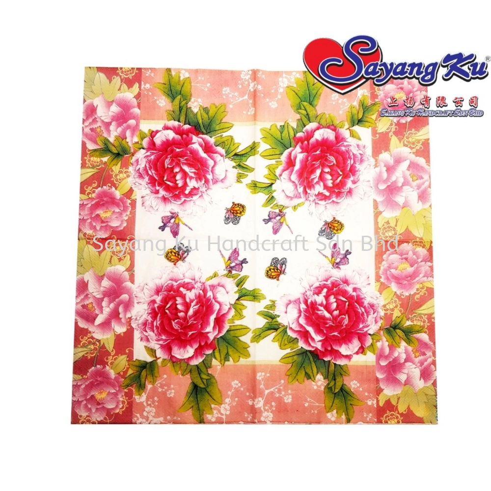 (4 PKT) 20pcs/pkt Vintage Flowers Paper Napkins/Tisu bercorak/Decoupage Tissue/Tissue Napkins Decoupage Decoration Paper