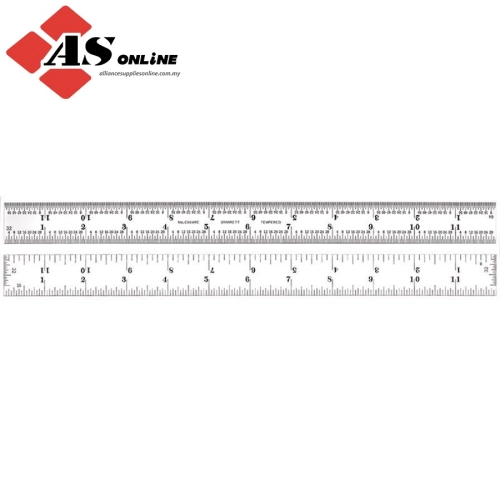 STARRETT Spring Tempered Steel Rule with Inch Graduations / Model: C604RE-12