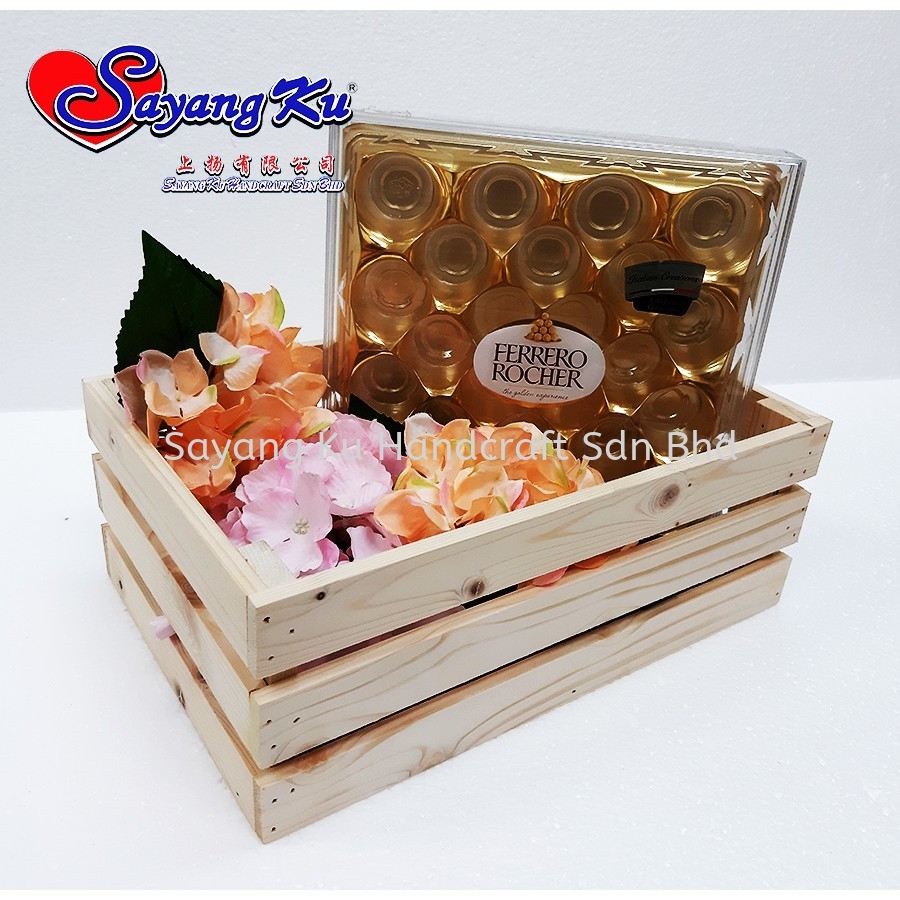 [Ready Stock] Pine Wood Tray Box / Wood Crate / Hantaran Kotak (31*20*11.5cm)