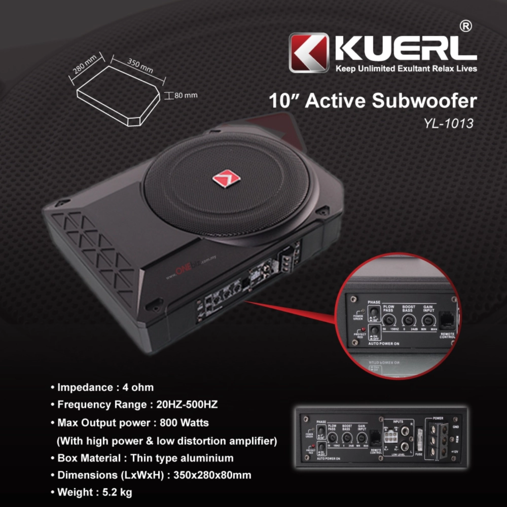 KUERL 10 inch Subwoofer 800Watt Max YL-1013