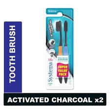 SYSTEMA TOOTHBRUSH - ACTIVATED CHARCOAL  (SOFT)  x 2