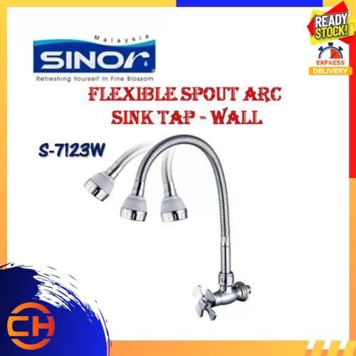 SINOR S-7123W FLEXIBLE SPOUT ARC SINK TAP-WALL