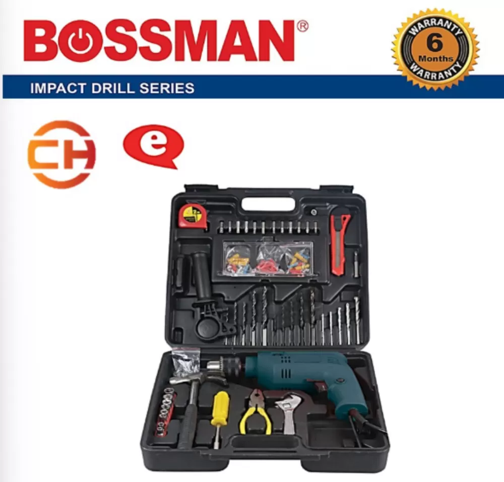 BOSSMAN BID750 13MM IMPACT DRILL C/W TOOL KIT