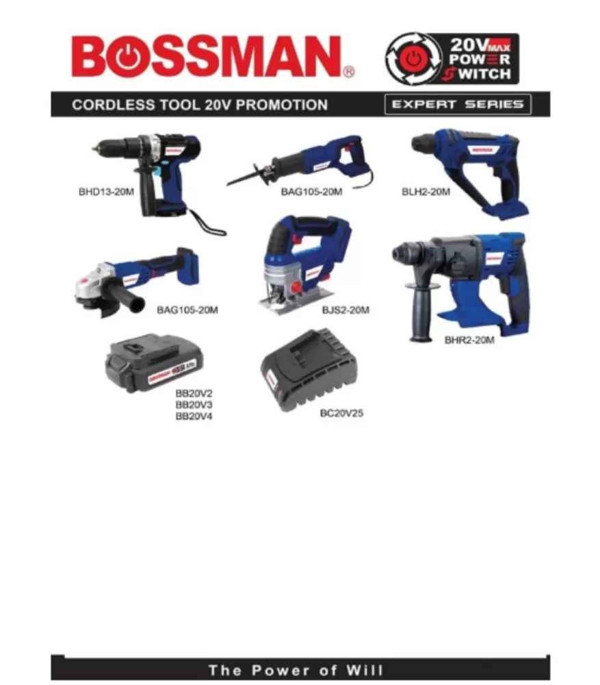 BOSSMAN BHR2-20M 20V CORDLESS ROTARY HAMMER HEAVY-DUTY