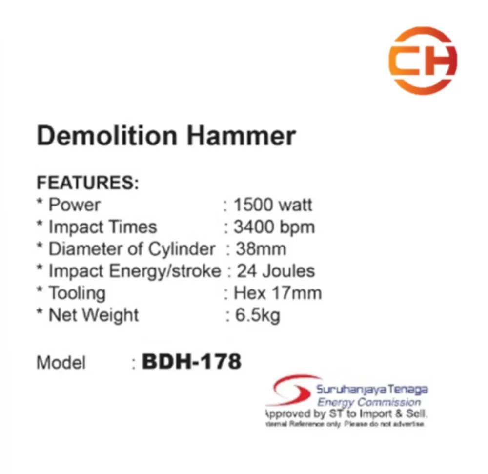 BOSSMAN BDH-178 DEMOLITION HAMMER