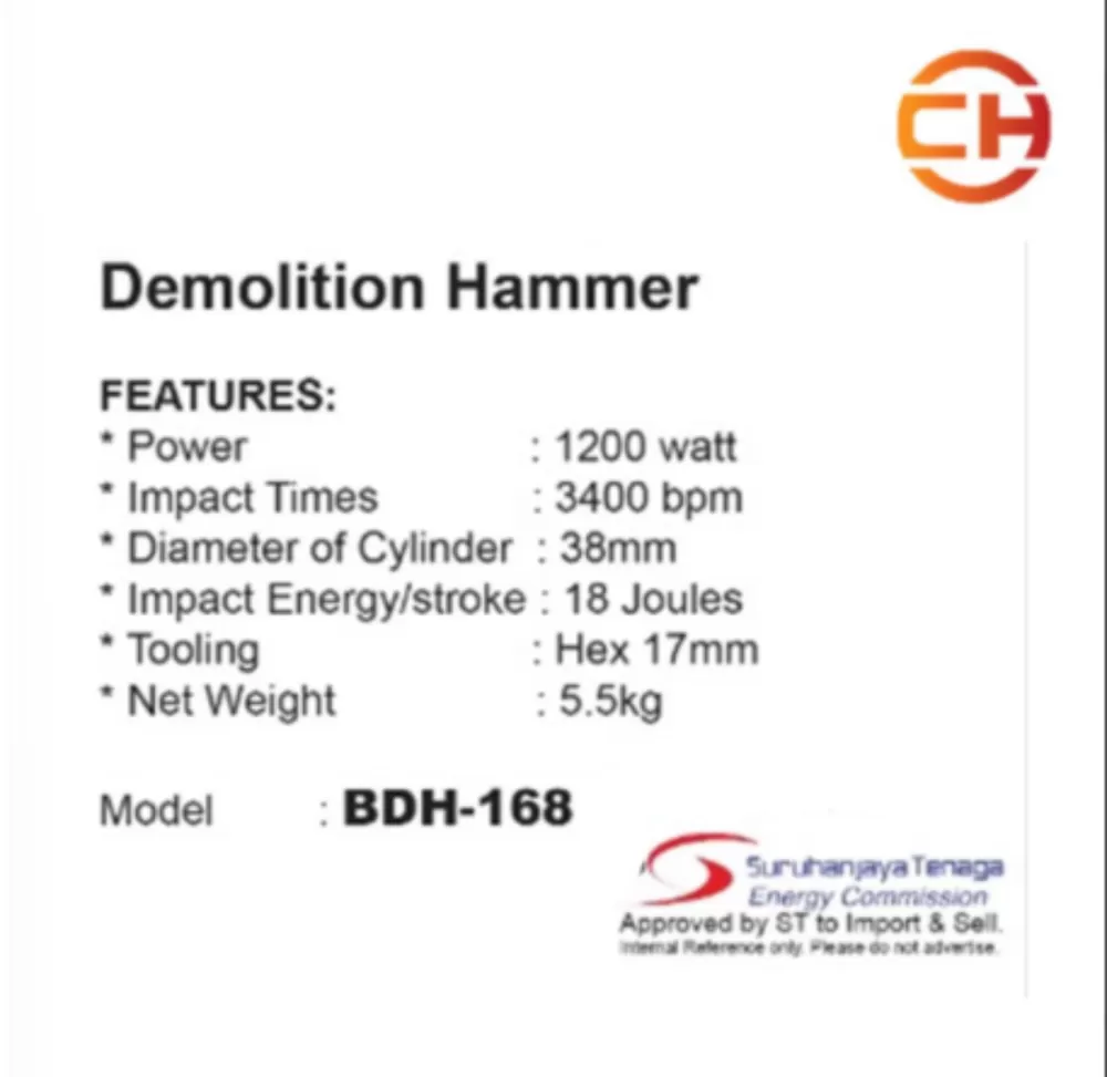 BOSSMAN BDH-168 DEMOLITION HAMMER