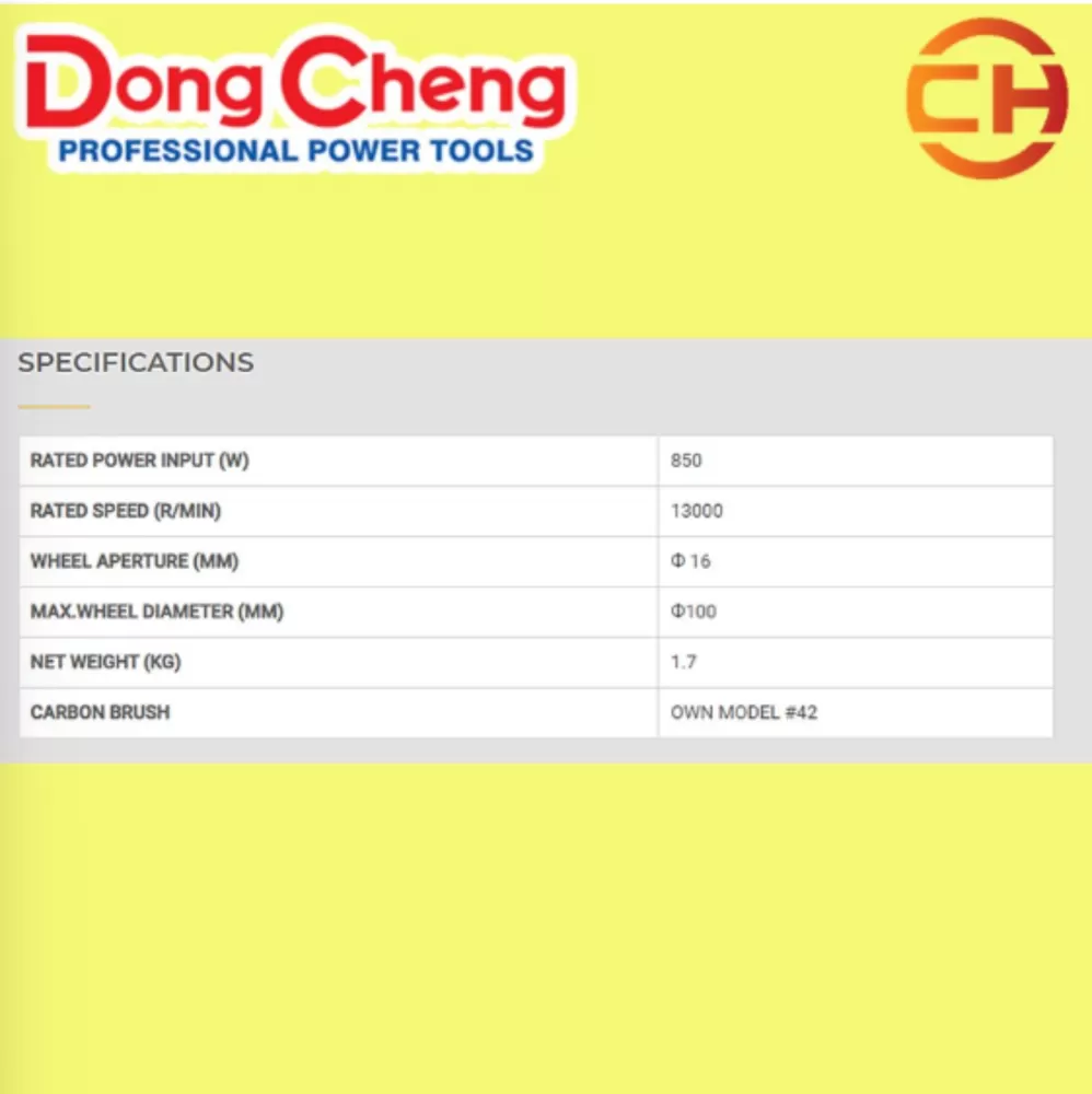 DONGCHENG 4'' ANGLE GRINDER 850W DSM05-100B WITH FREE CUTTING DISC