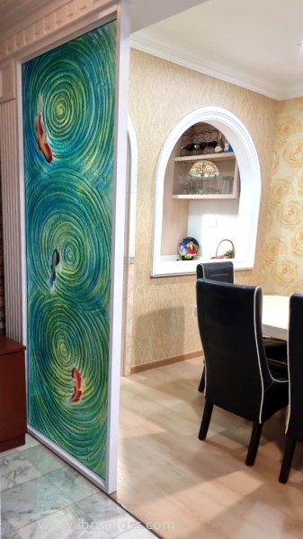 Fused Glass Partition with Emboss Fish Designs Fused Glass Partition Partition Glass Project Penang, Malaysia Supplier, Suppliers, Supply, Supplies | IBOX DESIGN