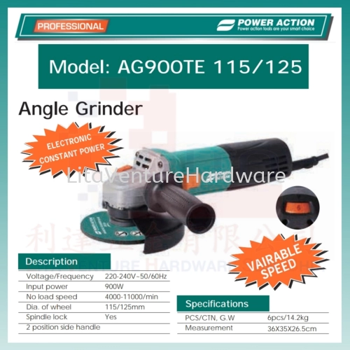 POWER ACTION ANGLE GRINDER AG900TE115 125