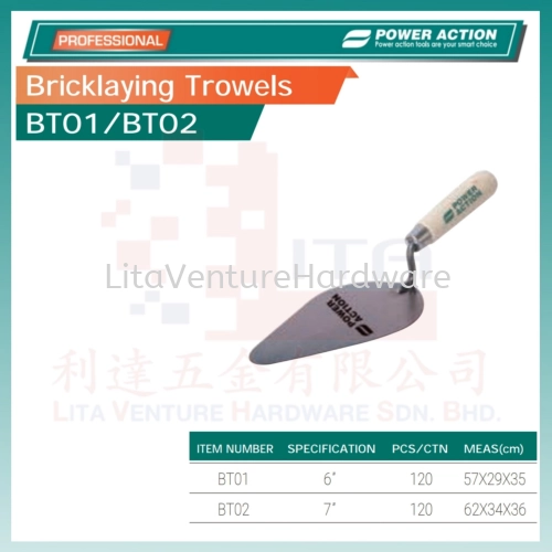 POWER ACTION BRICKLAYING TROWELS BT01 BT02