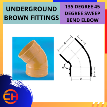 UNDERGROUND BROWN FITTINGS 135 DEGREE 45 DEGREE SWEEP BEND ELBOW [6'']