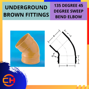 UNDERGROUND BROWN FITTINGS 135 DEGREE 45 DEGREE SWEEP BEND ELBOW [4'']