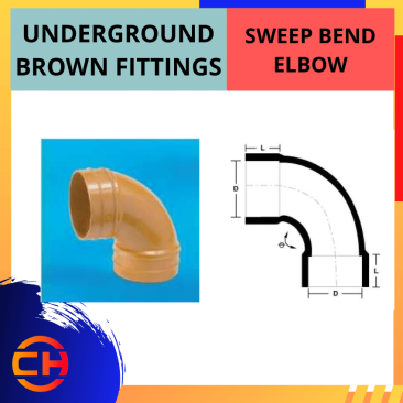 UNDERGROUND BROWN FITTINGS SWEEP BEND ELBOW [4'']