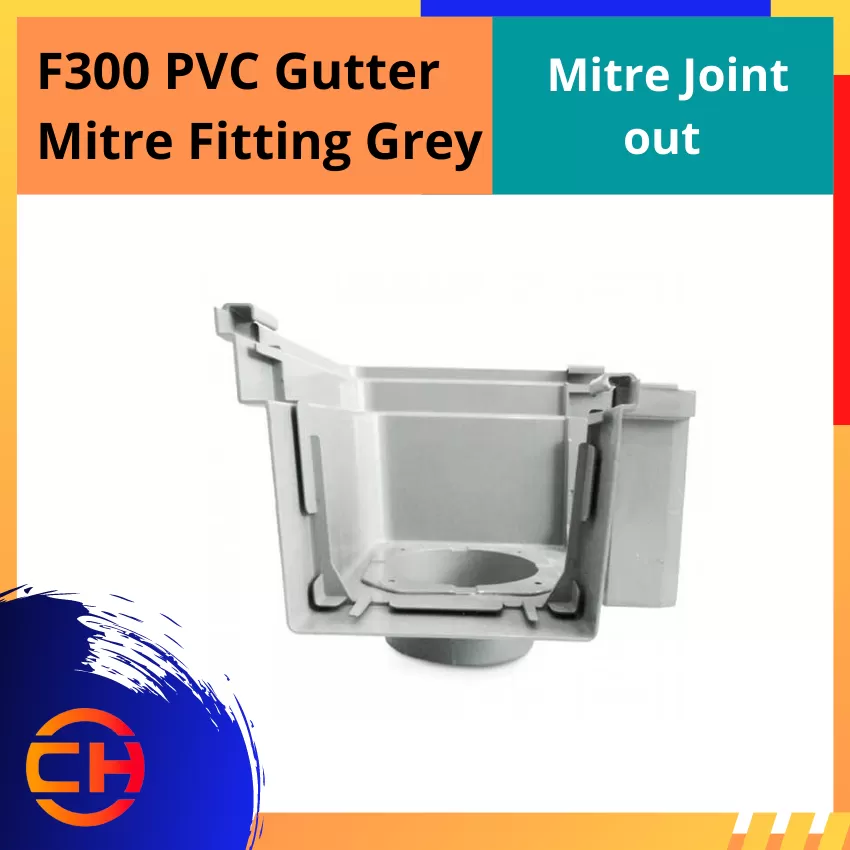 F300 PVC GUTTER MITRE FITTING GREY [MITRE JOINT OUT]