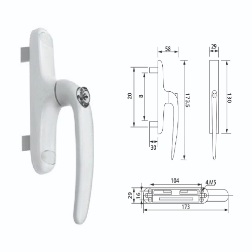 EURO HANDLE WITH DOUBLE KEY & DOUBLE ACCESSORIES | AB-MPH-012 DF