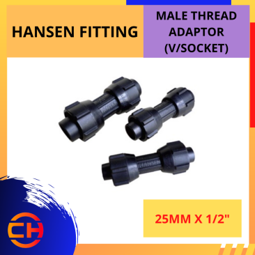 HANSEN FITTING MALE THREAD ADAPTER 1/2'' (V/SOCKET) 