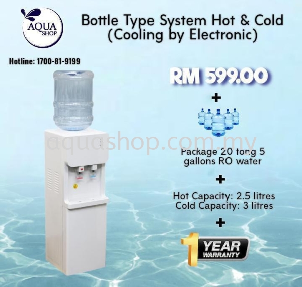 Bottle Type System Hot & Cold (Cooling by Electronic ) Bottle Type Floor Standing Water Dispenser Bottle Type Water Dispenser (3/5 gallons RO WATER) Selangor, Malaysia, Kuala Lumpur (KL), Ampang Supplier, Suppliers, Supply, Supplies | Aqua Shop (M) Sdn Bhd