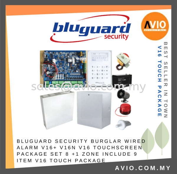 Bluguard Security Burglar Wired Alarm V16+ V16N V16 Touchscreen Package Set 8 +1 Zone Include 9 Item V16 TOUCH PACKAGE Wired Alarm BLUGUARD Johor Bahru (JB), Kempas, Johor Jaya Supplier, Suppliers, Supply, Supplies | Avio Digital