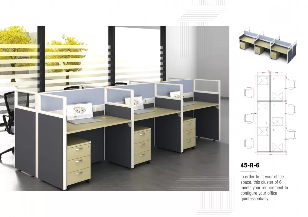 2-6 Seater Office Desk Table Workstation with Partition | Office Table Penang