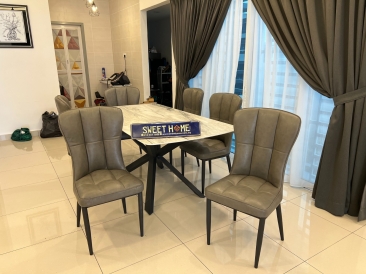 Ceramic Dining Table & Dining chair full set 8 pax delivery at Persiaran Utama Kulim Kedah | Cafe Furniture