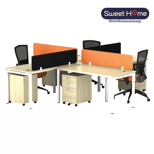 4 Seater Office Desk Table Workstation with Partition | Office Table Penang