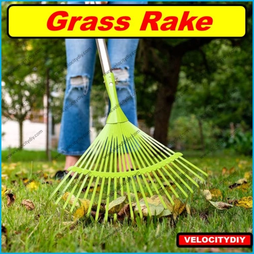 （铁草扒）16" x 22 Teeth High-Quality Aluminum Aloy Grass Rake 16" x 22 Teeth Penyapu  Rumput