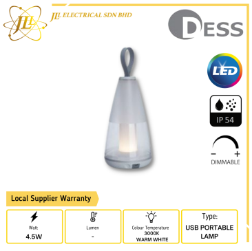 DESS GLUT6331 TL USB 4.5W 240V IP54 3000K WARM WHITE DIMMABLE LED USB PORTABLE LAMP