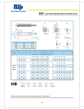 BEF Jector Punches with center hole