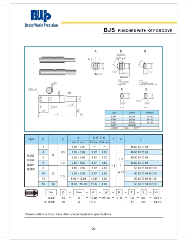 BJS Punches with key groove