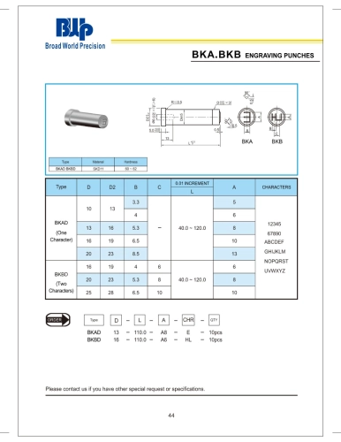 BKA.BKB Engraving Punches