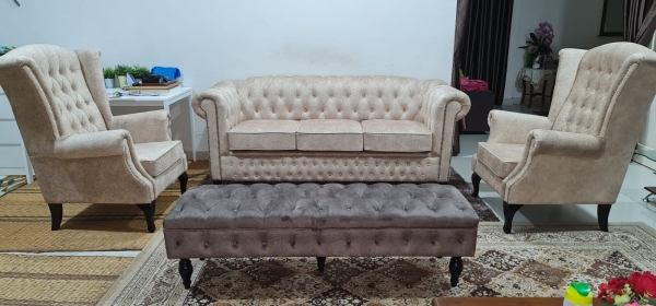 3seater + large wing chair + long ottaman mix and match Shah Alam, Selangor, Kuala Lumpur (KL), Malaysia Modern Sofa Design, Chesterfield Series Sofa, Best Value of Chaise Lounge | SYT Furniture Trading