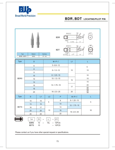 BDR.BDT Locating Pilot Pin