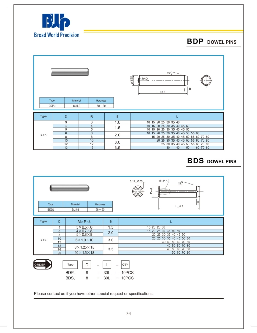 BDP Dowel Pins